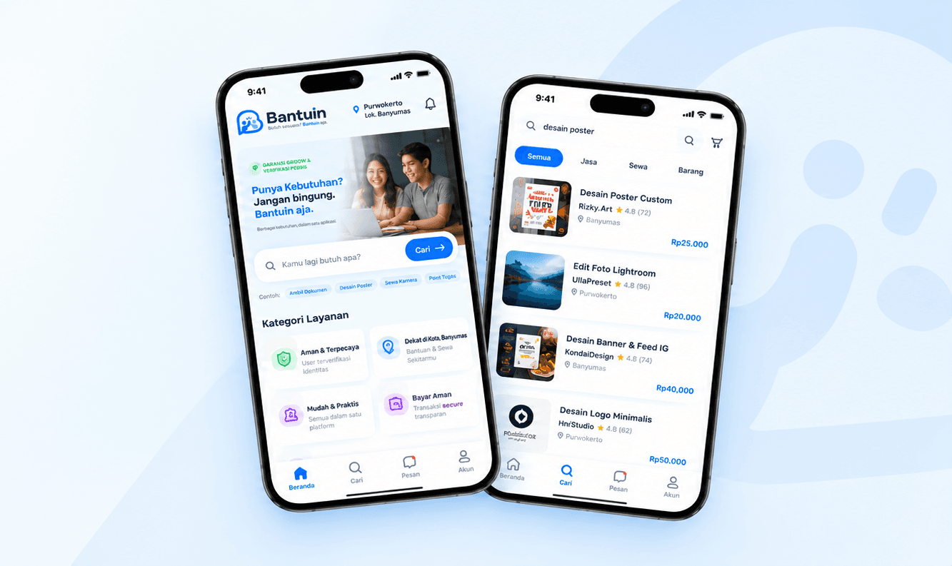 Aplikasi Bantuin di Smartphone